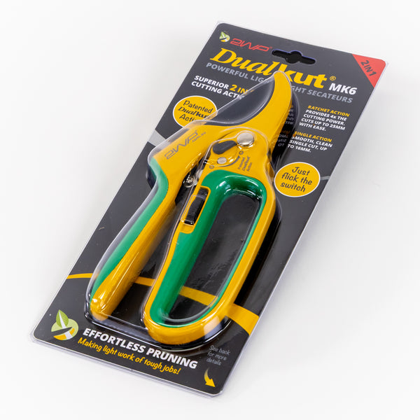 DualKut MK6 Ratchet Secateurs – Heavy Duty 2-in-1 Garden Pruners for Easy Cutting