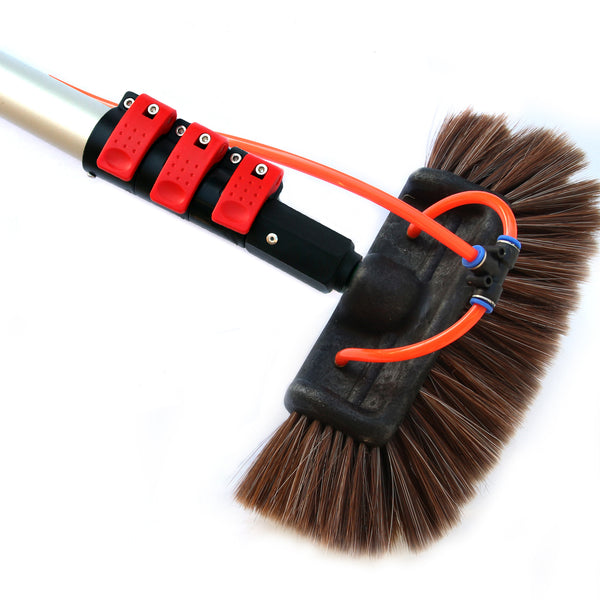 Plush Water Brush Kit with 5 Metre Pole Water-Fed High-Reach Cleaning System for Solar Panels, Windows & Exterior Surfaces
