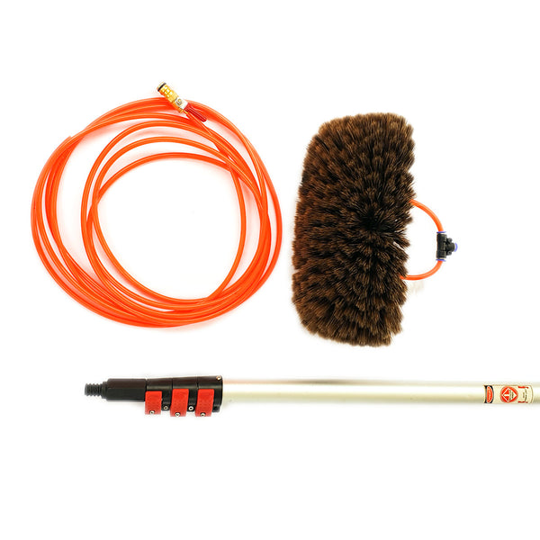 Plush Water Brush Kit with 5 Metre Pole Water-Fed High-Reach Cleaning System for Solar Panels, Windows & Exterior Surfaces